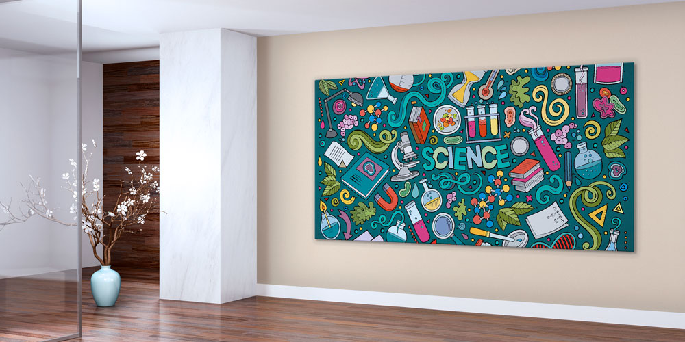 Bilim Temalı Doodle Sanat Posteri - Fen Sınıfı ve Laboratuvar Dekoru 10213