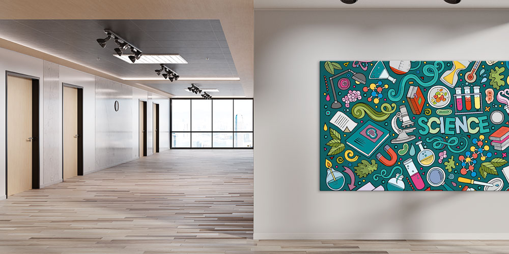 Bilim Temalı Doodle Sanat Posteri - Fen Sınıfı ve Laboratuvar Dekoru 10213
