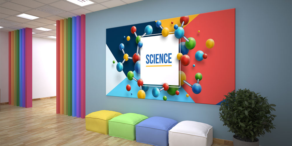 "Science" Temalı Renkli Molekül Modeli Posteri - Fen Sınıfı Duvar Dekoru 10226