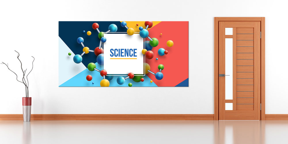 "Science" Temalı Renkli Molekül Modeli Posteri - Fen Sınıfı Duvar Dekoru 10226