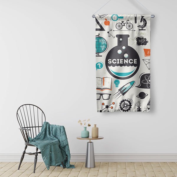 Bilim Temalı Dekoratif Duvar Flaması - Fen Bilimleri & Teknoloji Tasarımı 10278