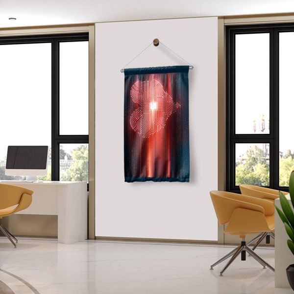 science-class-wall-decor-10289-02 Ampul ve Devre Kartı Temalı Dekoratif Duvar Flaması - İnovasyon ve Fikir Konsepti 10289