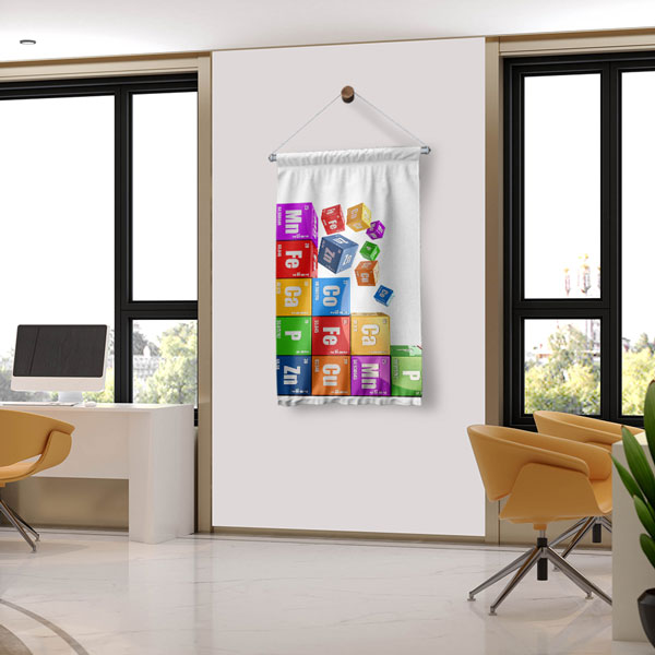 Periyodik Tablo Element Küpleri Dekoratif Duvar Flaması - Kimya ve Bilim Temalı Tasarım 10294-DF