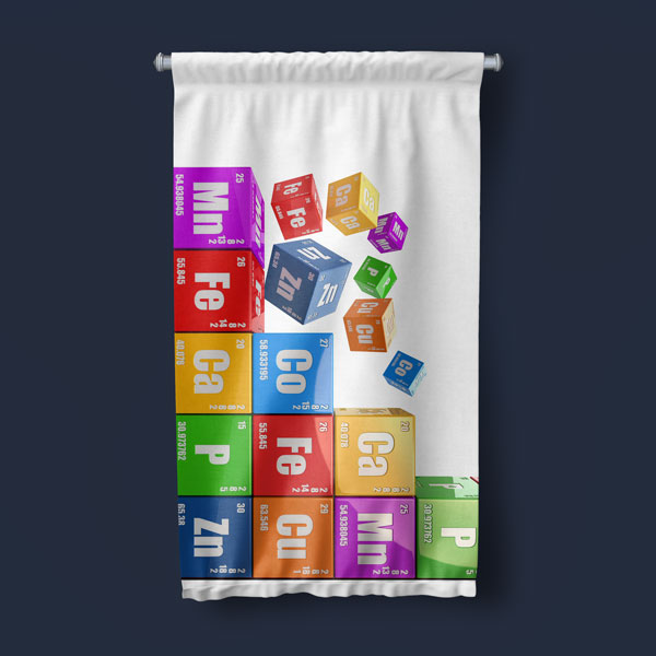 Periyodik Tablo Element Küpleri Dekoratif Duvar Flaması - Kimya ve Bilim Temalı Tasarım 10294-DF