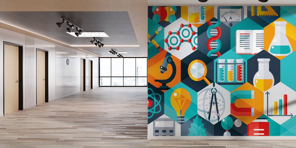 Fen Bilimleri Temalı Modern Duvar Kağıdı - Eğitim Kurumları için Sanatsal Duvar Giydirme 10320