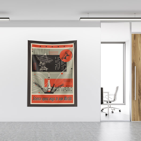 Retro Uzay ve Bilim Temalı Duvar Örtüsü - Geleceğe Yönelik Keşifler 10347