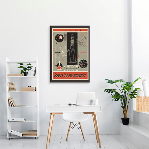 science-class-wall-decor-10395-03 Retro Bilim ve Teknoloji Eğitim Kanvas Tablosu 10395