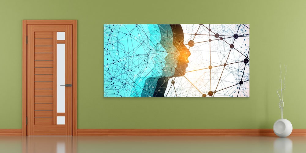 Yapay Zeka ve Veri Ağı Temalı Modern Bilim Duvar Sanatı 7809