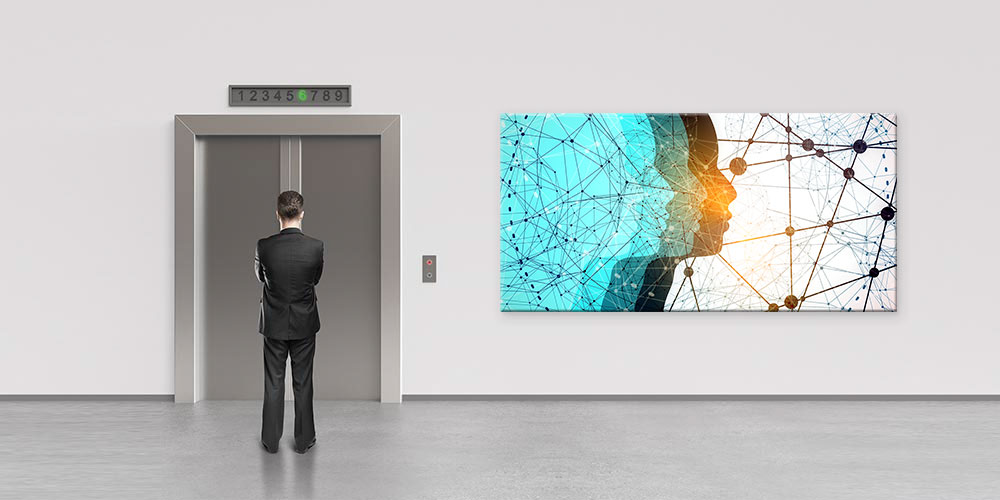 Yapay Zeka ve Veri Ağı Temalı Modern Bilim Duvar Sanatı 7809
