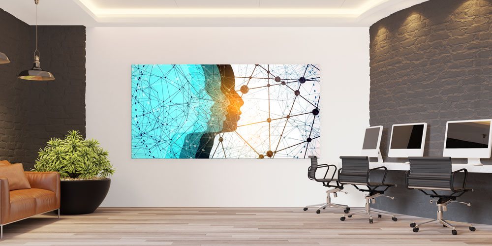 Yapay Zeka ve Veri Ağı Temalı Modern Bilim Duvar Sanatı 7809