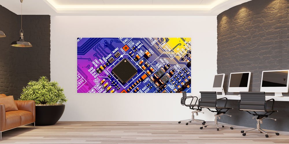 Mikroçip Devre Yapısı Temalı Bilim ve Teknoloji Duvar Sanatı 7812