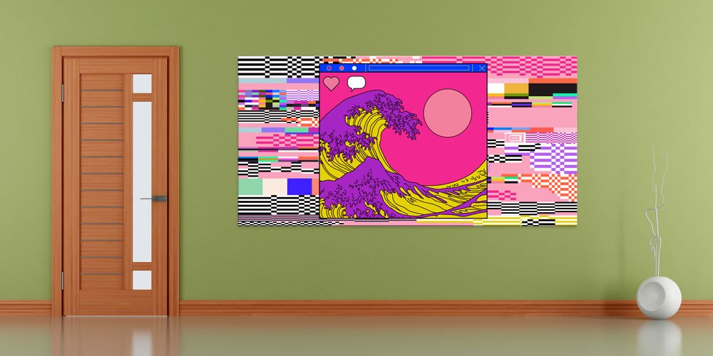 Pop Art Dalga Temalı Modern Kuaför Duvar Dekoru 7825