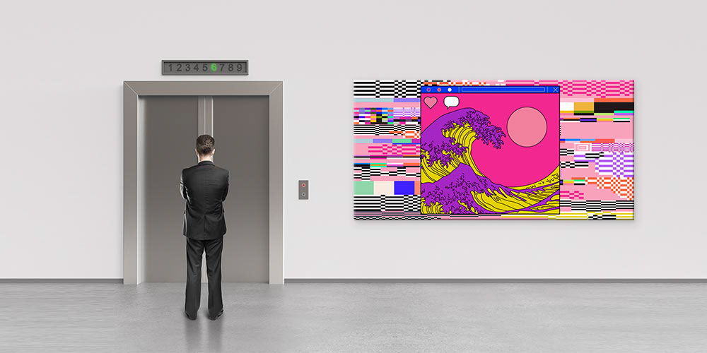 Pop Art Dalga Temalı Modern Kuaför Duvar Dekoru 7825