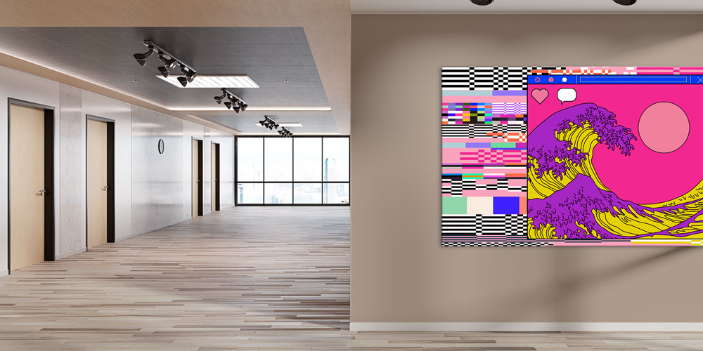 Pop Art Dalga Temalı Modern Kuaför Duvar Dekoru 7825