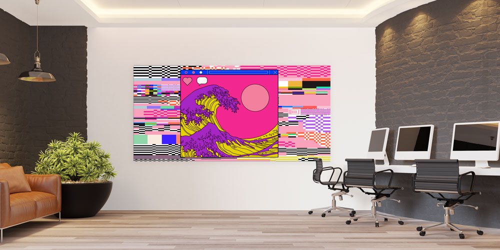 Pop Art Dalga Temalı Modern Kuaför Duvar Dekoru 7825