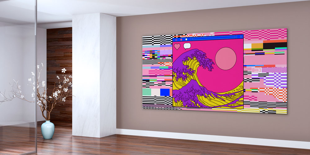 Pop Art Dalga Temalı Modern Kuaför Duvar Dekoru 7825