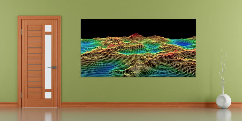 Fütüristik Neon Dağ Manzaral Duvar Dekoru 7826