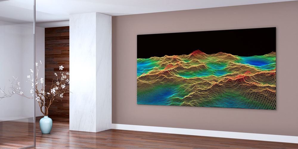 Fütüristik Neon Dağ Manzaral Duvar Dekoru – 7826-DK