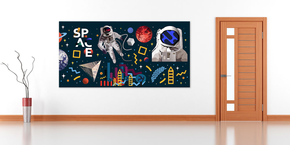 science-class-wall-decor-7832-01 Uzay Temalı Sınıf Duvar Dekoru - Astronot ve Gezegen Tasarımı 7832