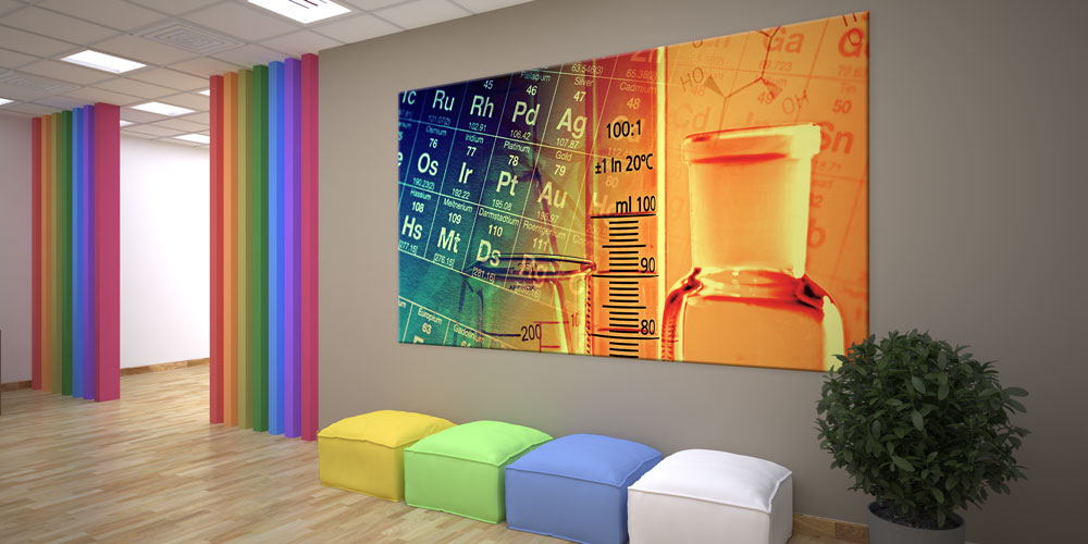 Periyodik Tablo ve Kimya Laboratuvarı Posteri - Fen Sınıfı Duvar Dekoru 7978