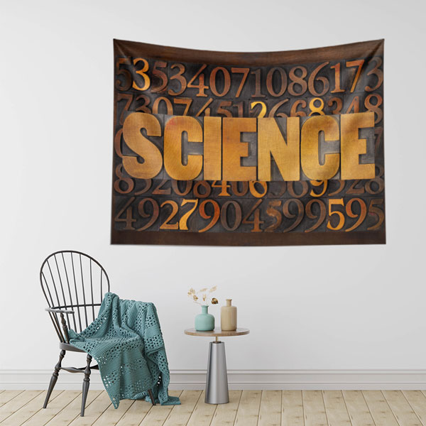 Science Yazılı Sayılar Temalı Dijital Kumaş Duvar Örtüsü 8215