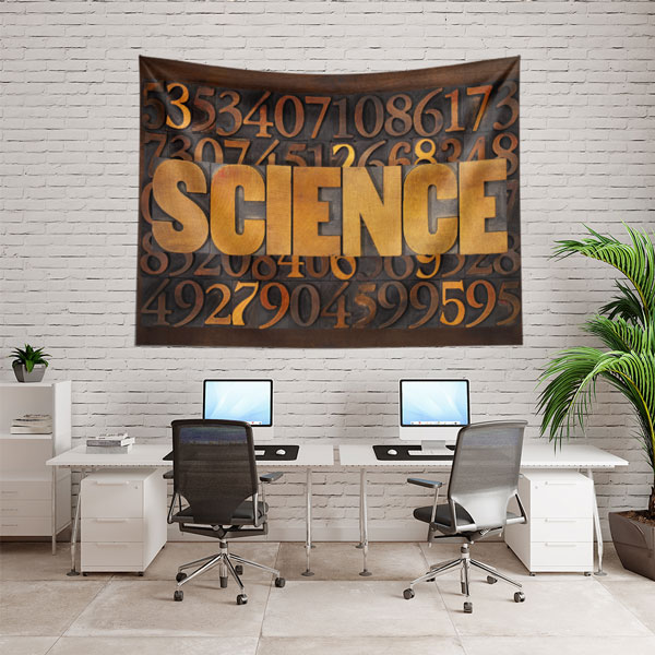 Science Yazılı Sayılar Temalı Dijital Kumaş Duvar Örtüsü 8215