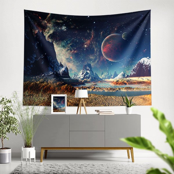 Fantastik Uzay Manzarası Duvar Örtüsü - Gezegenler & Kozmos Temalı 8222