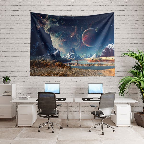 Fantastik Uzay Manzarası Duvar Örtüsü - Gezegenler & Kozmos Temalı 8222