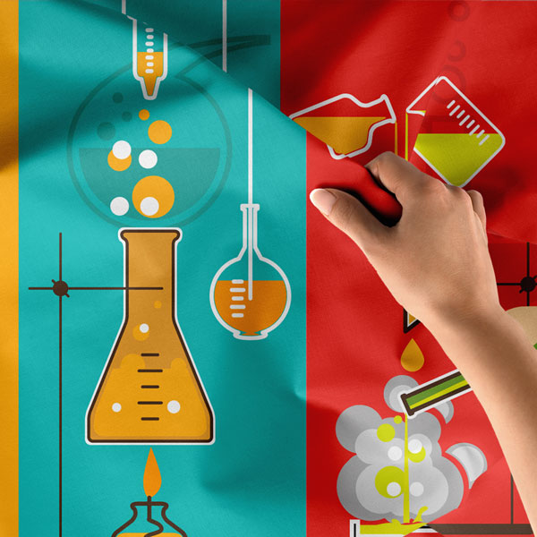 Renkli Kimya Deneyleri Duvar Örtüsü - Laboratuvar ve Eğitim Temalı 8227