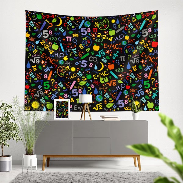 Renkli Laboratuvar Malzemeleri Duvar Örtüsü - Kimya Deneyleri Temalı 10352