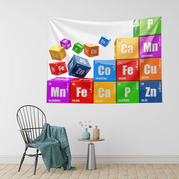 Periyodik Tablo Küpleri Duvar Örtüsü - Elementler ve Kimya Temalı 10353
