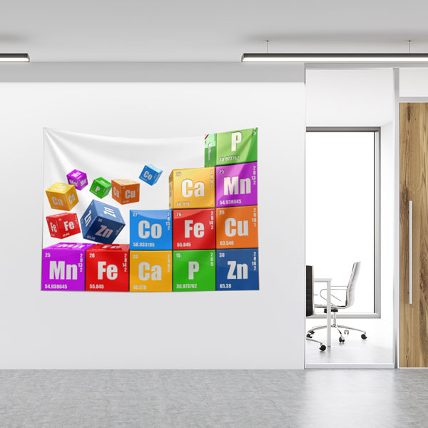 Periyodik Tablo Küpleri Duvar Örtüsü - Elementler ve Kimya Temalı 10353
