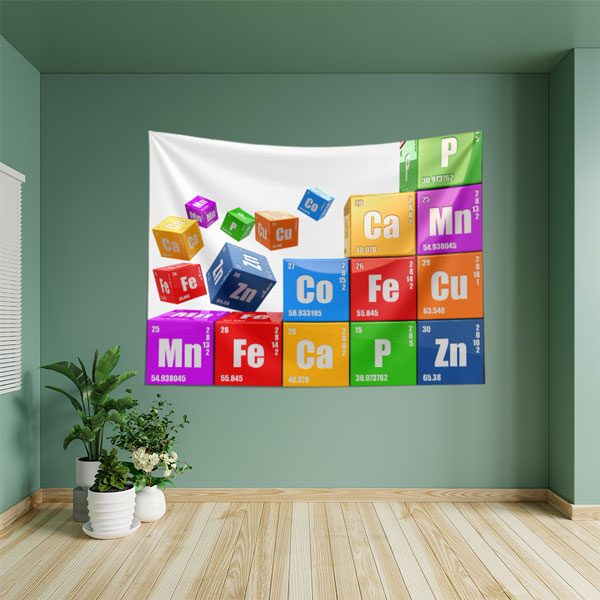 Periyodik Tablo Küpleri Duvar Örtüsü - Elementler ve Kimya Temalı 10353