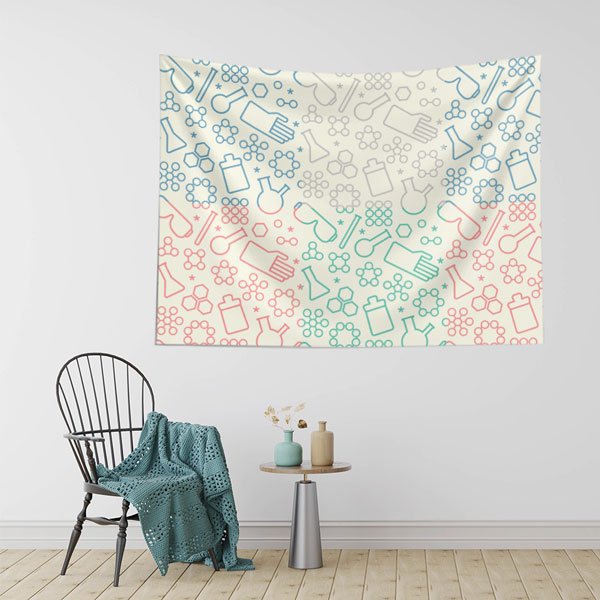 Bilim Sembolleri Duvar Örtüsü - Kimya ve Laboratuvar Temalı 8224