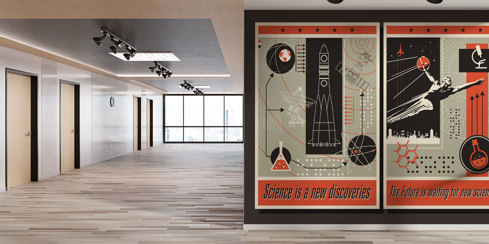 Retro Bilim Temalı Duvar Kağıdı - Eğitim Kurumları için Sanatsal Duvar Giydirme 10319