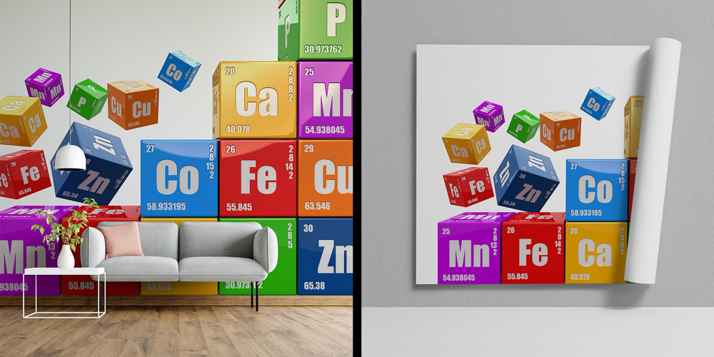 Periyodik Tablo Temalı Duvar Kağıdı - Eğitim Kurumları için Sanatsal Duvar Giydirme 10326