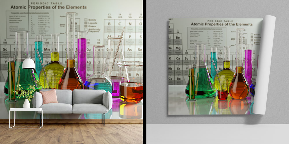 Kimya Laboratuvarı Temalı Duvar Kağıdı - Eğitim Kurumları için Sanatsal Duvar Giydirme 10327