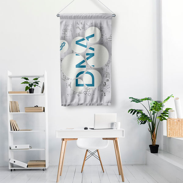 DNA Temalı Soyut Bilim Dekoratif Duvar Flaması - Genetik ve Biyoloji Sanatı 10302-DF