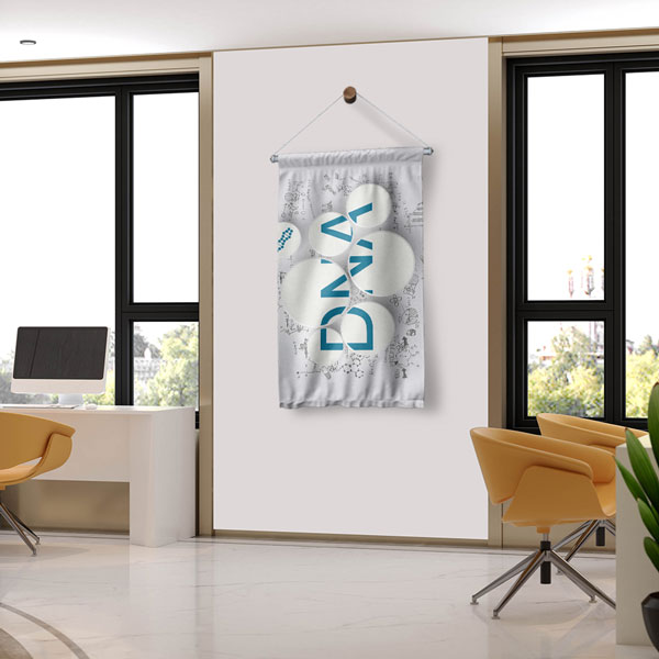 DNA Temalı Soyut Bilim Dekoratif Duvar Flaması - Genetik ve Biyoloji Sanatı 10302-DF