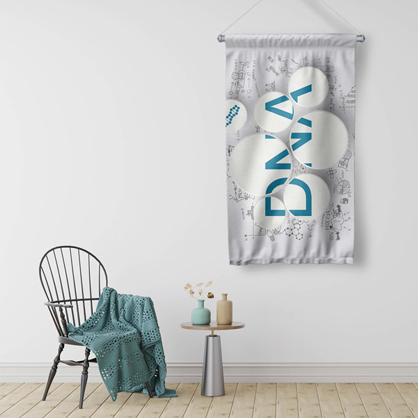 DNA Temalı Soyut Bilim Dekoratif Duvar Flaması - Genetik ve Biyoloji Sanatı 10302-DF