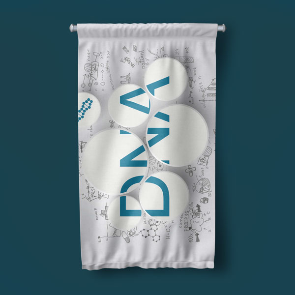 DNA Temalı Soyut Bilim Dekoratif Duvar Flaması - Genetik ve Biyoloji Sanatı 10302-DF