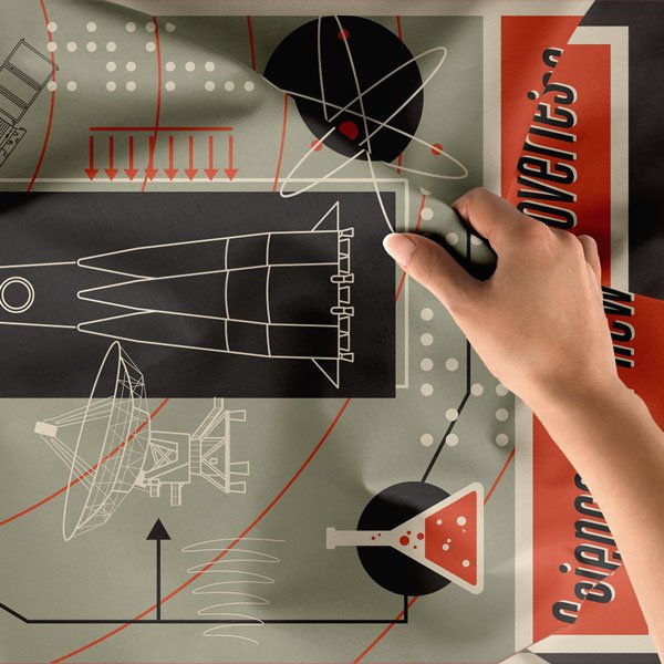 Retro Uzay Keşif Posteri Duvar Örtüsü - Bilim ve İnovasyon Temalı 10345