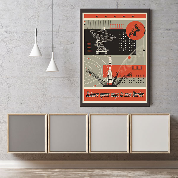 Yeni Dünyalar Bilim Retro Kanvas Tablosu 10397