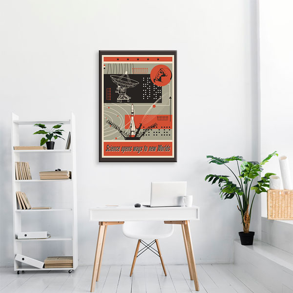 Yeni Dünyalar Bilim Retro Kanvas Tablosu 10397