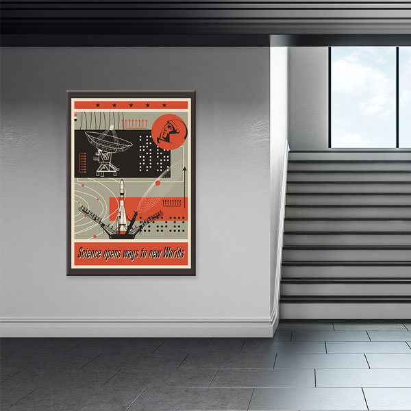 Yeni Dünyalar Bilim Retro Kanvas Tablosu 10397