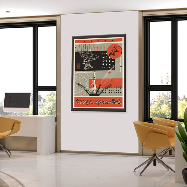 Yeni Dünyalar Bilim Retro Kanvas Tablosu 10397