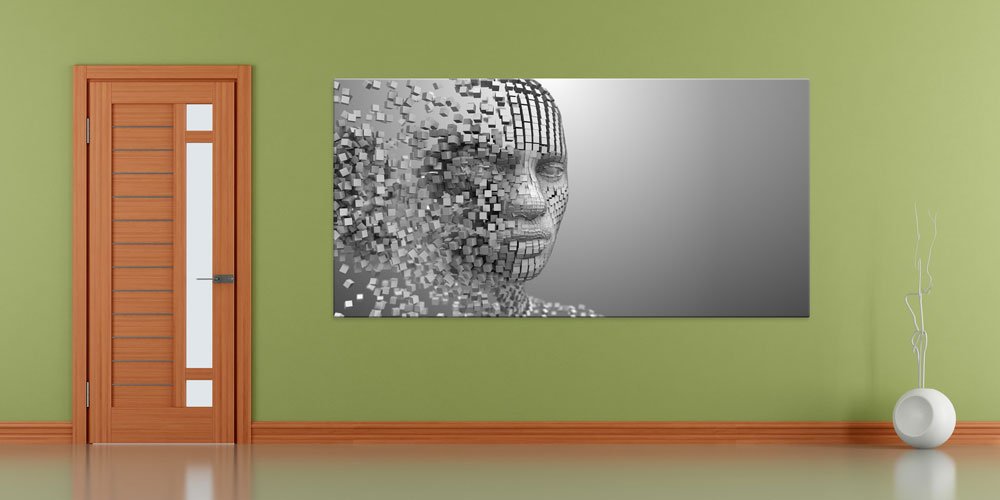 Dijital İnsan Figürü ve Parçacık Efekti Temalı Bilimsel Duvar Sanatı 7816