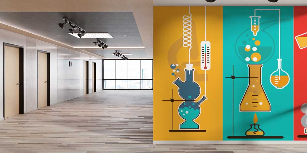 Laboratuvar ve Bilim Temalı Duvar Kağıdı - Eğitim İçin Görsel Destek 1124