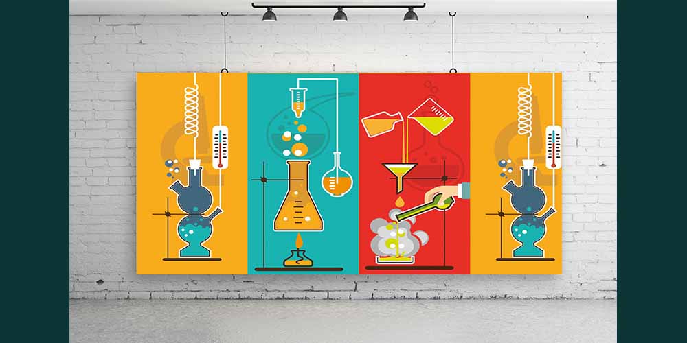 Laboratuvar ve Bilim Temalı Duvar Kağıdı - Eğitim İçin Görsel Destek 1124