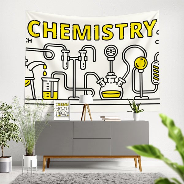 science-wall-tapestry-10355-00 Minimalist Kimya Laboratuvarı Duvar Örtüsü - Bilim ve Eğitim Temalı 10355